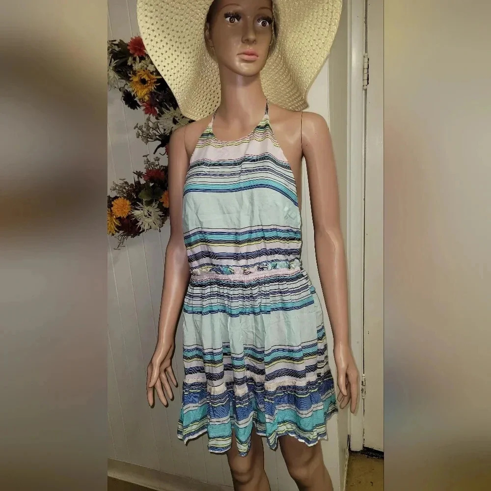 Wildfox Halley Elefante Striped Halter Dress Women’s L Boho Summer NWT